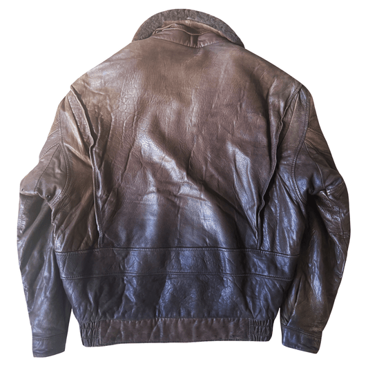 Avirex G-1 80's Leather Lambskin Flight Jacket Boa Collar - M
