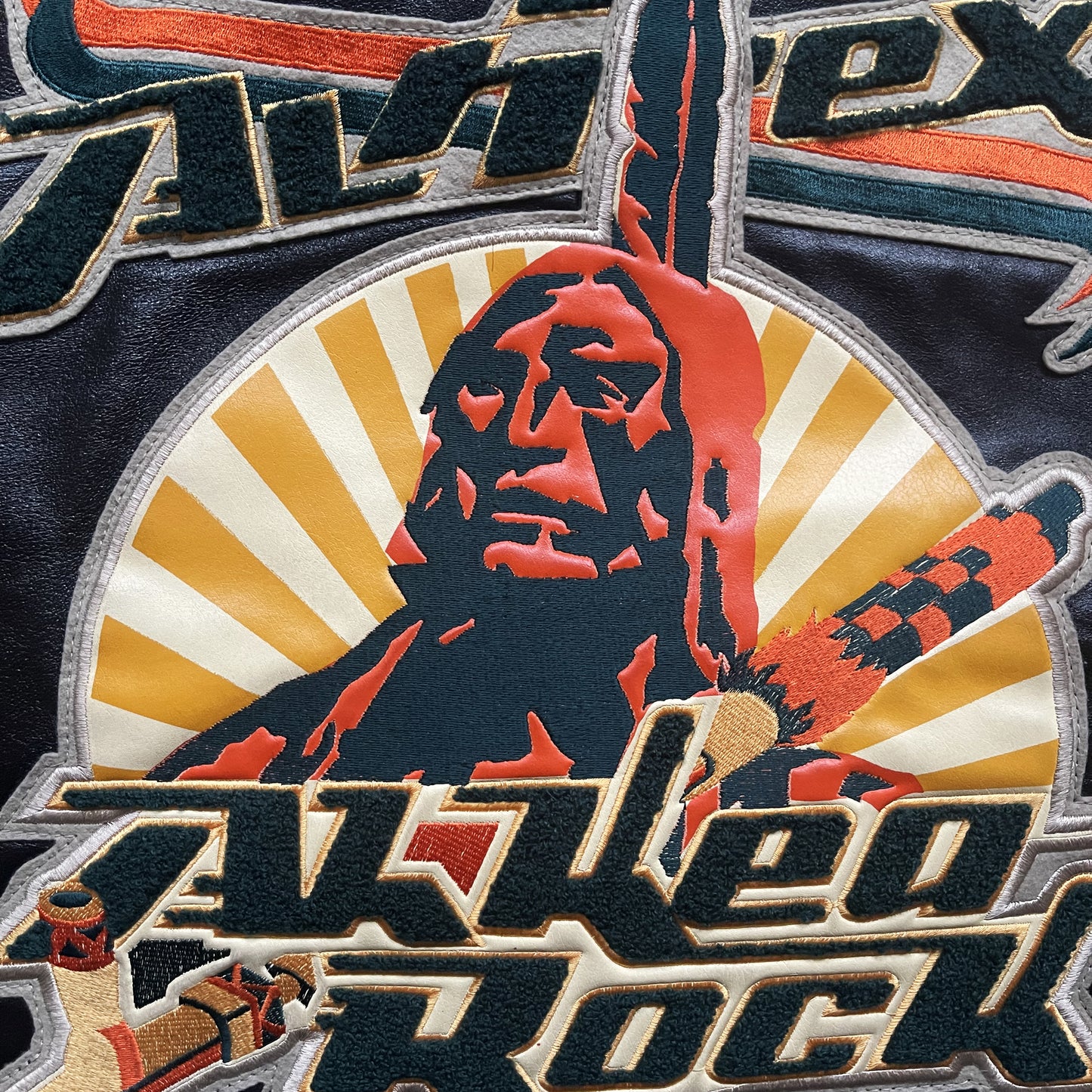 Avirex 'Oridian Warrior' Leather Varsity Jacket - M