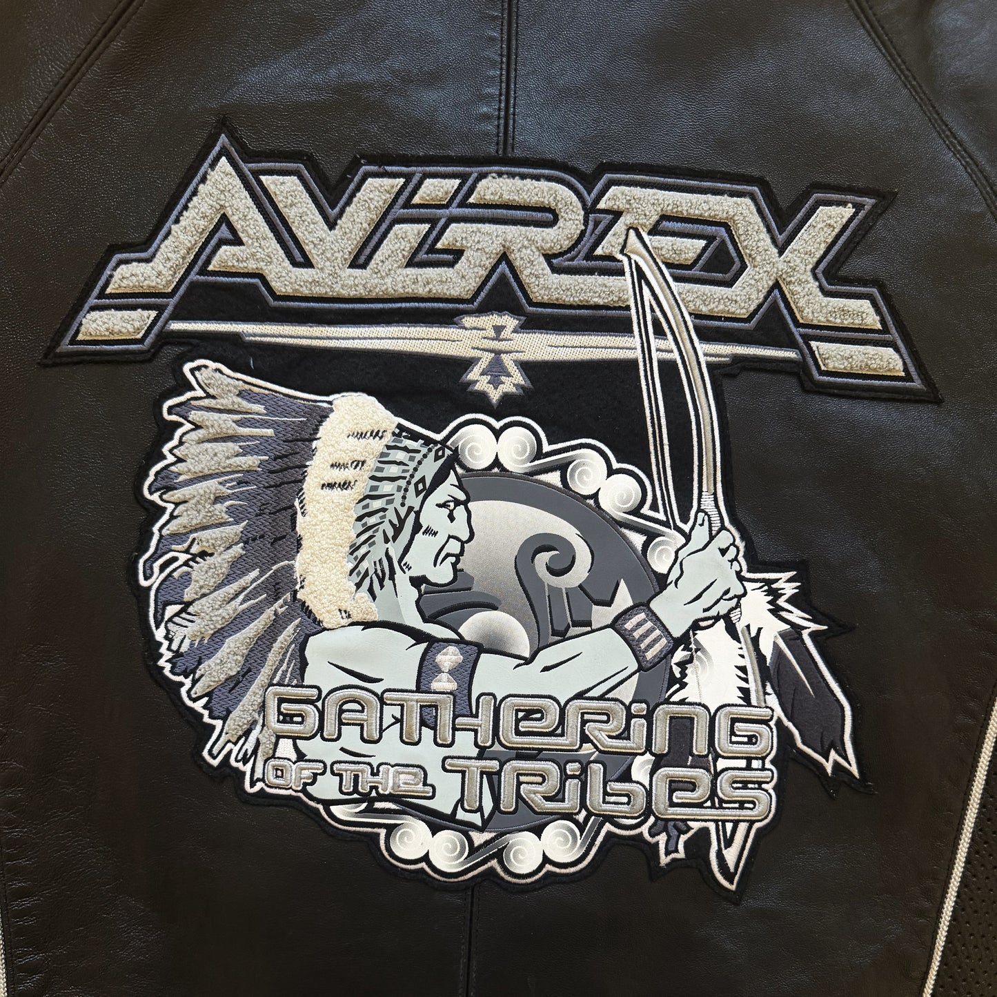 Avirex 'Gathering of The Tribes' Leather Varsity Jacket - XL