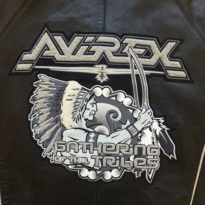Avirex 'Gathering of The Tribes' Leather Varsity Jacket - XL