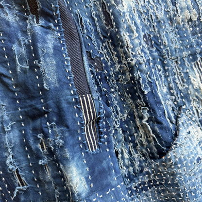 Japanese Boro Denim Work Chore Jacket - M