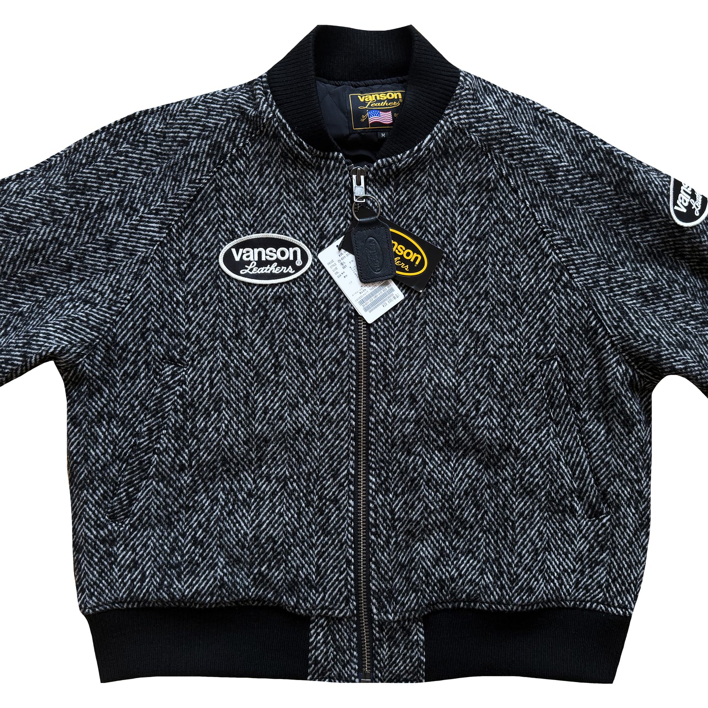 Vanson Leathers Tweed Wool Bomber Jacket - M