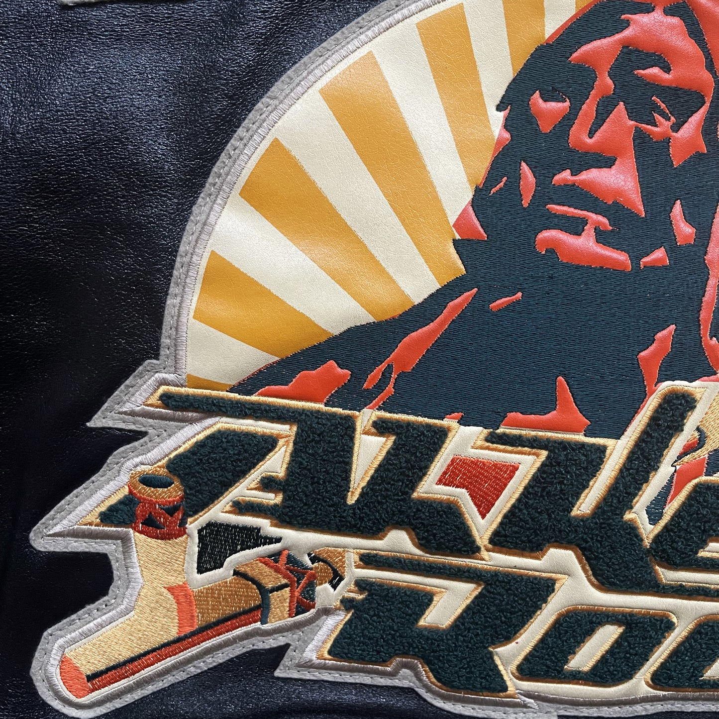 Avirex 'Oridian Warrior' Leather Varsity Jacket - M