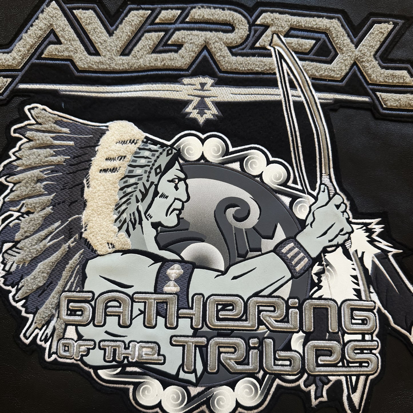 Avirex 'Gathering of The Tribes' Leather Varsity Jacket - XL