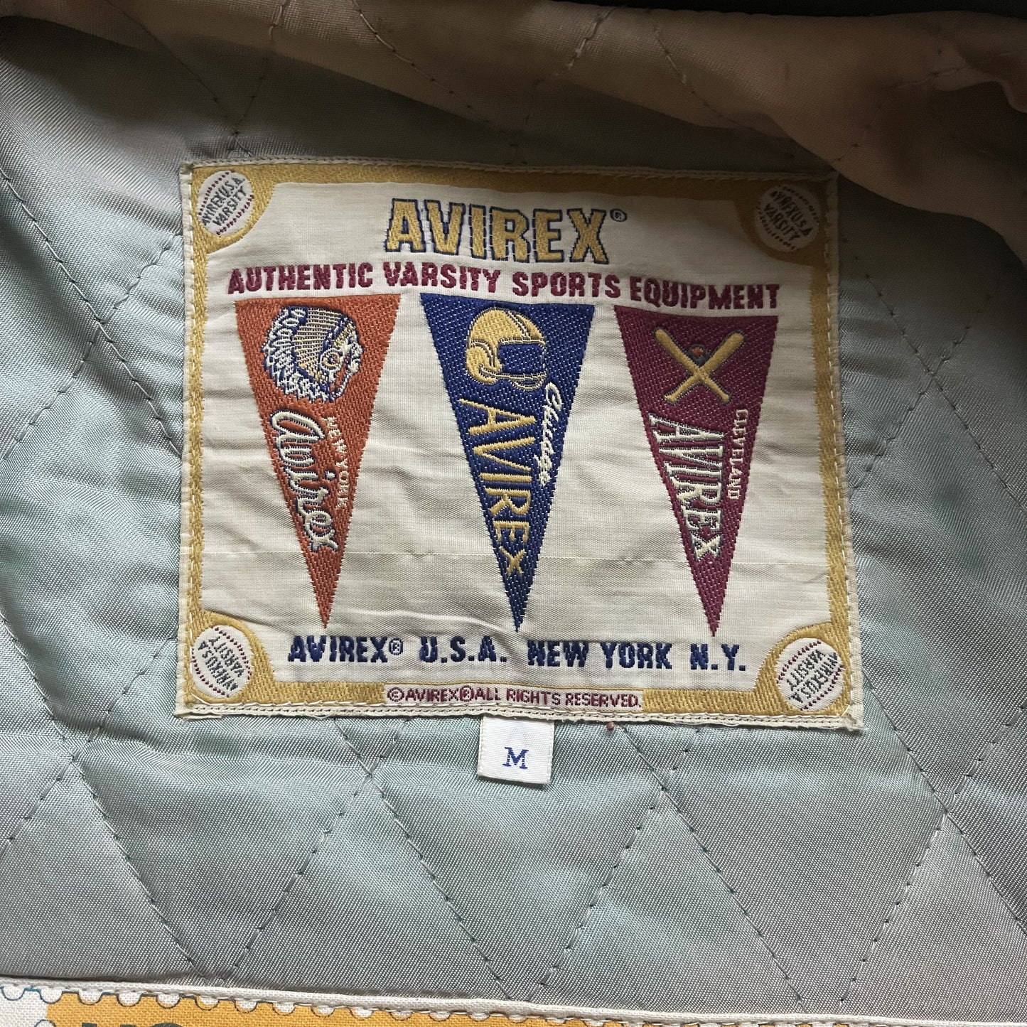 Avirex 'Oridian Warrior' Leather Varsity Jacket - M