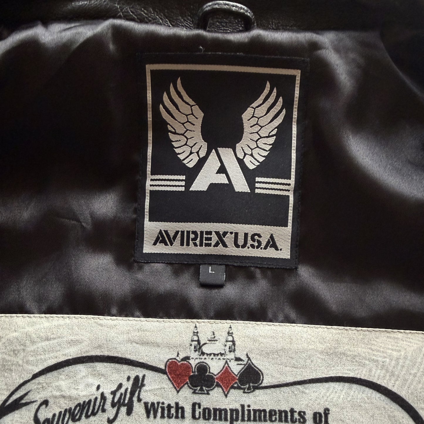 Avirex 'Royal Flush' Leather Varsity Jacket - L