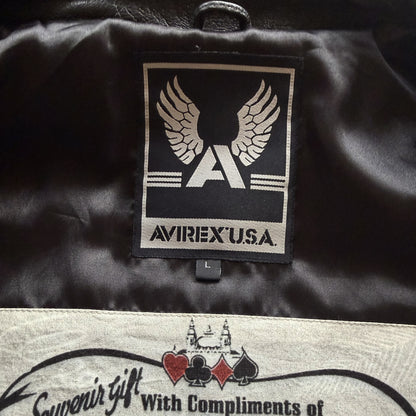 Avirex 'Royal Flush' Leather Varsity Jacket - L