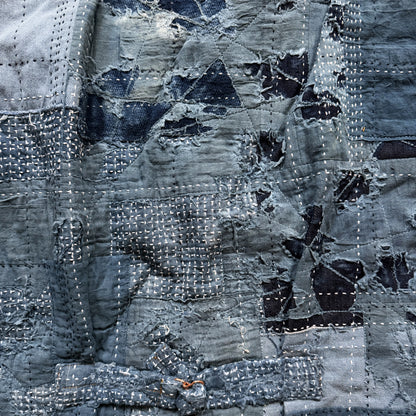 Indigo Boro Sashiko Distressed Denim Trucker Jacket - L