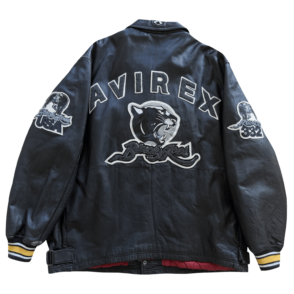 Avirex 'Black Aces' Leather Varsity Jacket - XL