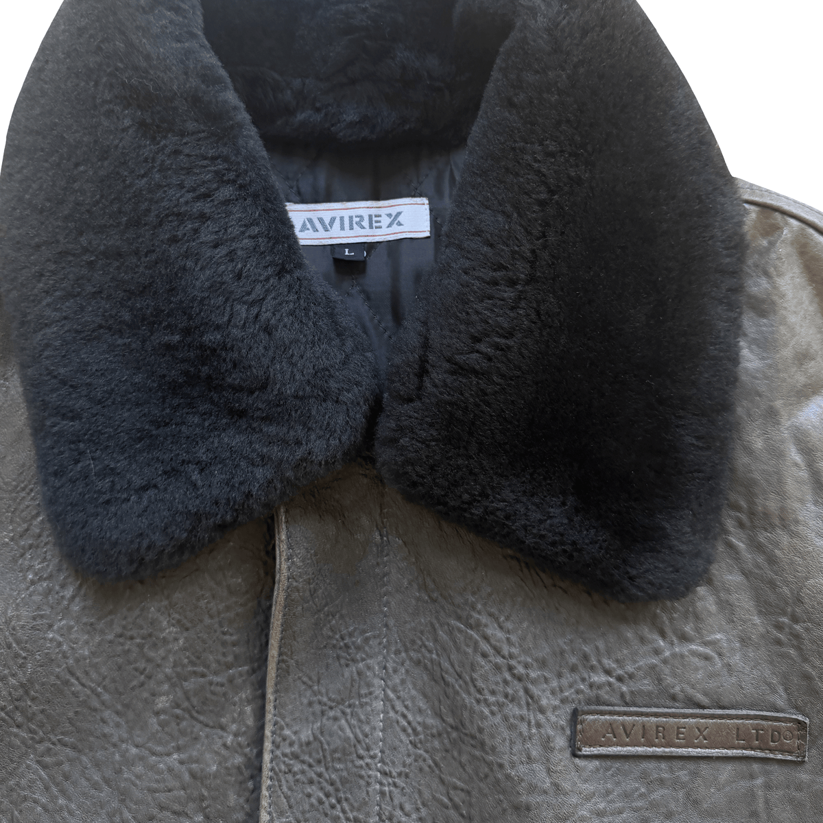 Avirex A2 Lambskin Leather Flight Jacket Boa Collar - L