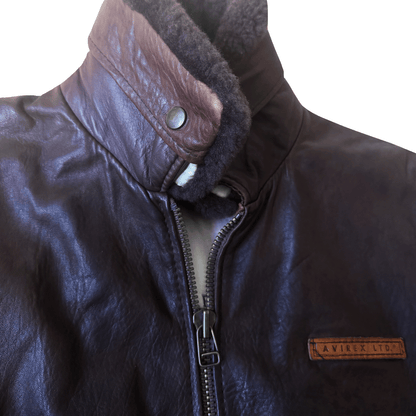 Avirex G-1 80's Leather Lambskin Flight Jacket Boa Collar - M