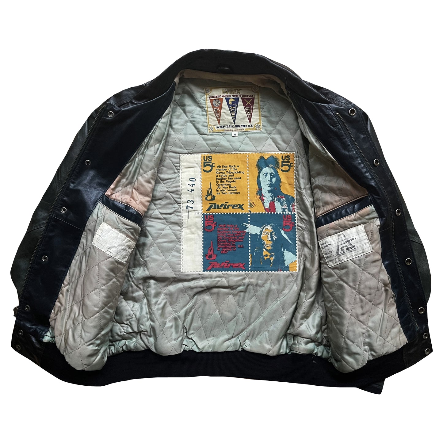 Avirex 'Oridian Warrior' Leather Varsity Jacket - M