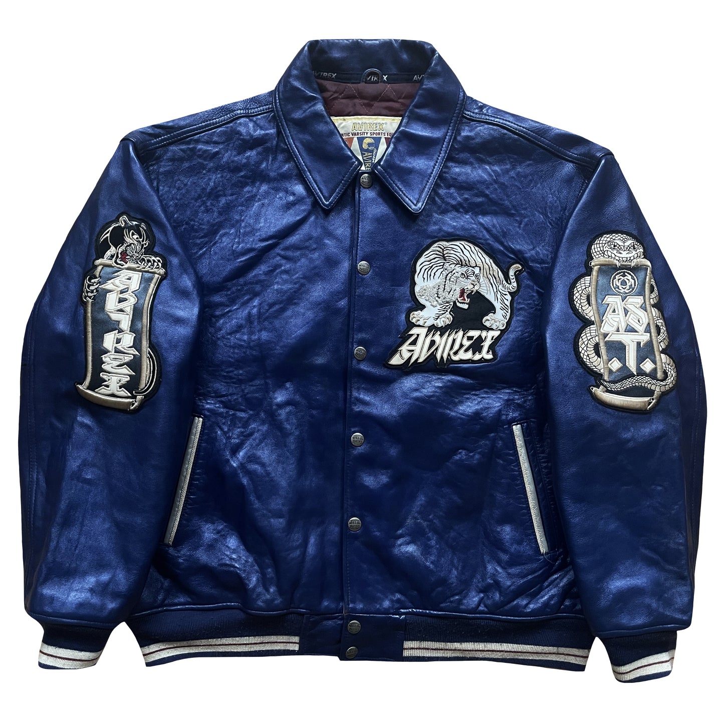 Avirex 'Speed Tiger' Leather Varsity Jacket - XXL