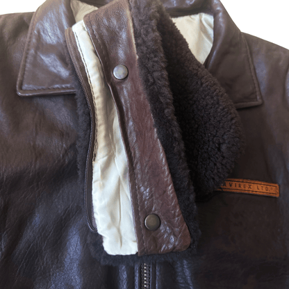 Avirex G-1 80's Leather Lambskin Flight Jacket Boa Collar - M