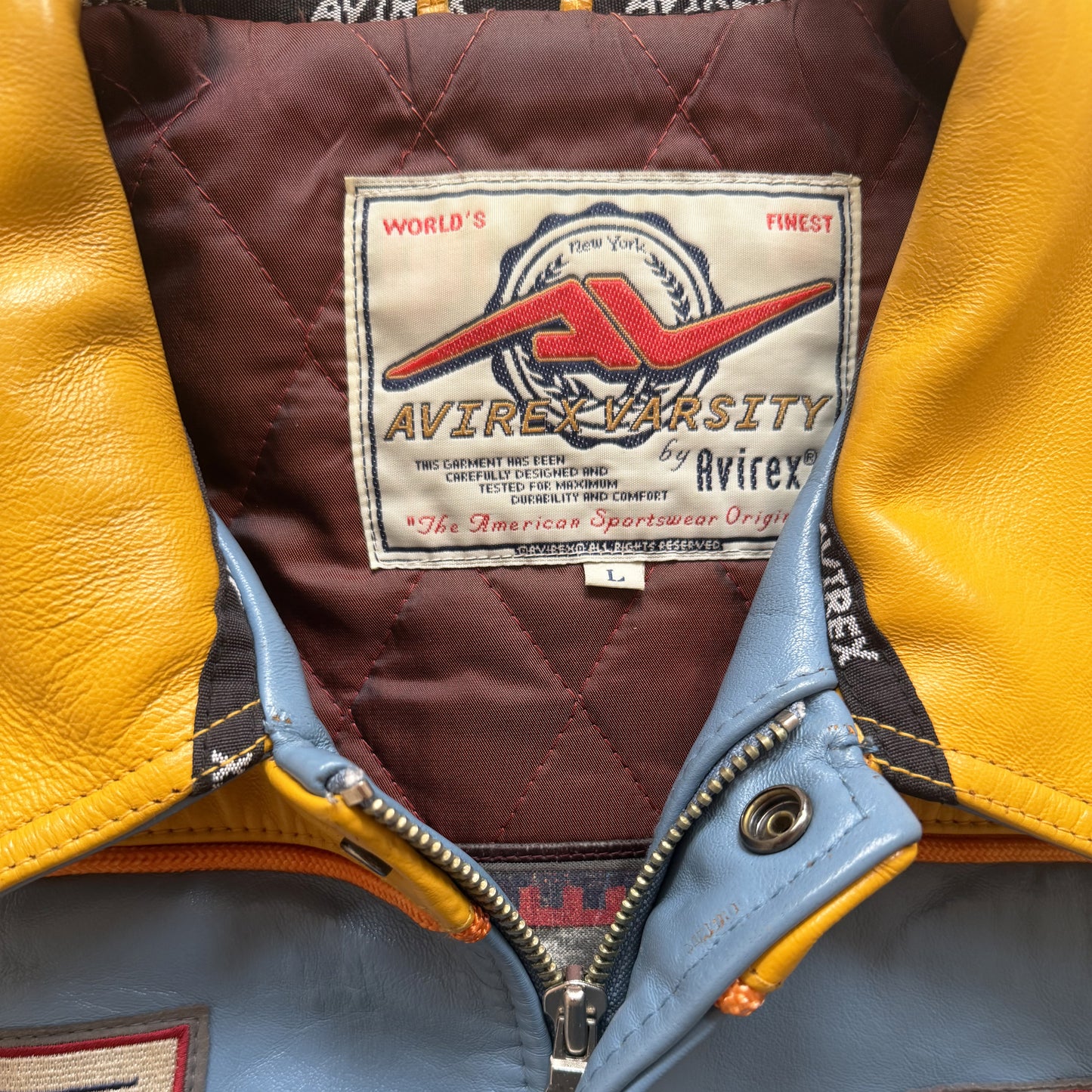 Avirex 'New York Long Island' Leather Varsity Jacket - L
