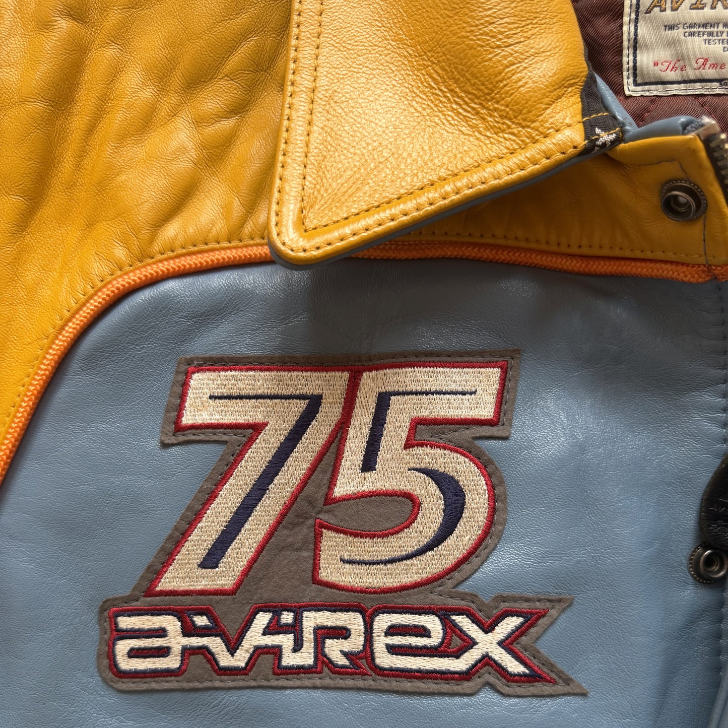 Avirex 'New York Long Island' Leather Varsity Jacket - L