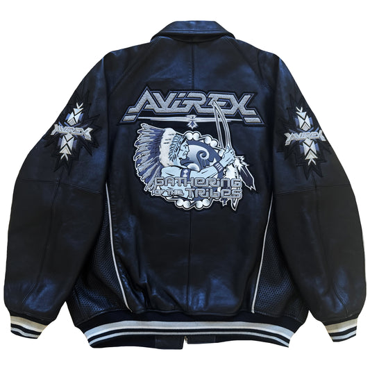 Avirex 'Gathering of The Tribes' Leather Varsity Jacket - XL