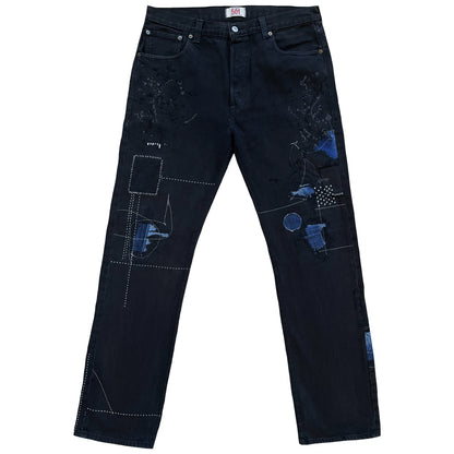 Boro Patchwork Sashiko Embroidered Jeans - W34"