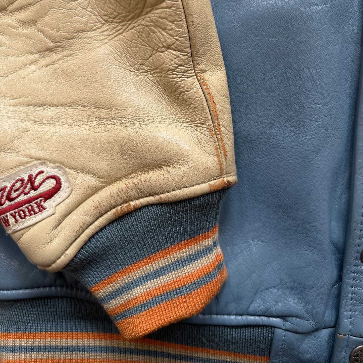 Avirex 'New York Long Island' Leather Varsity Jacket - L