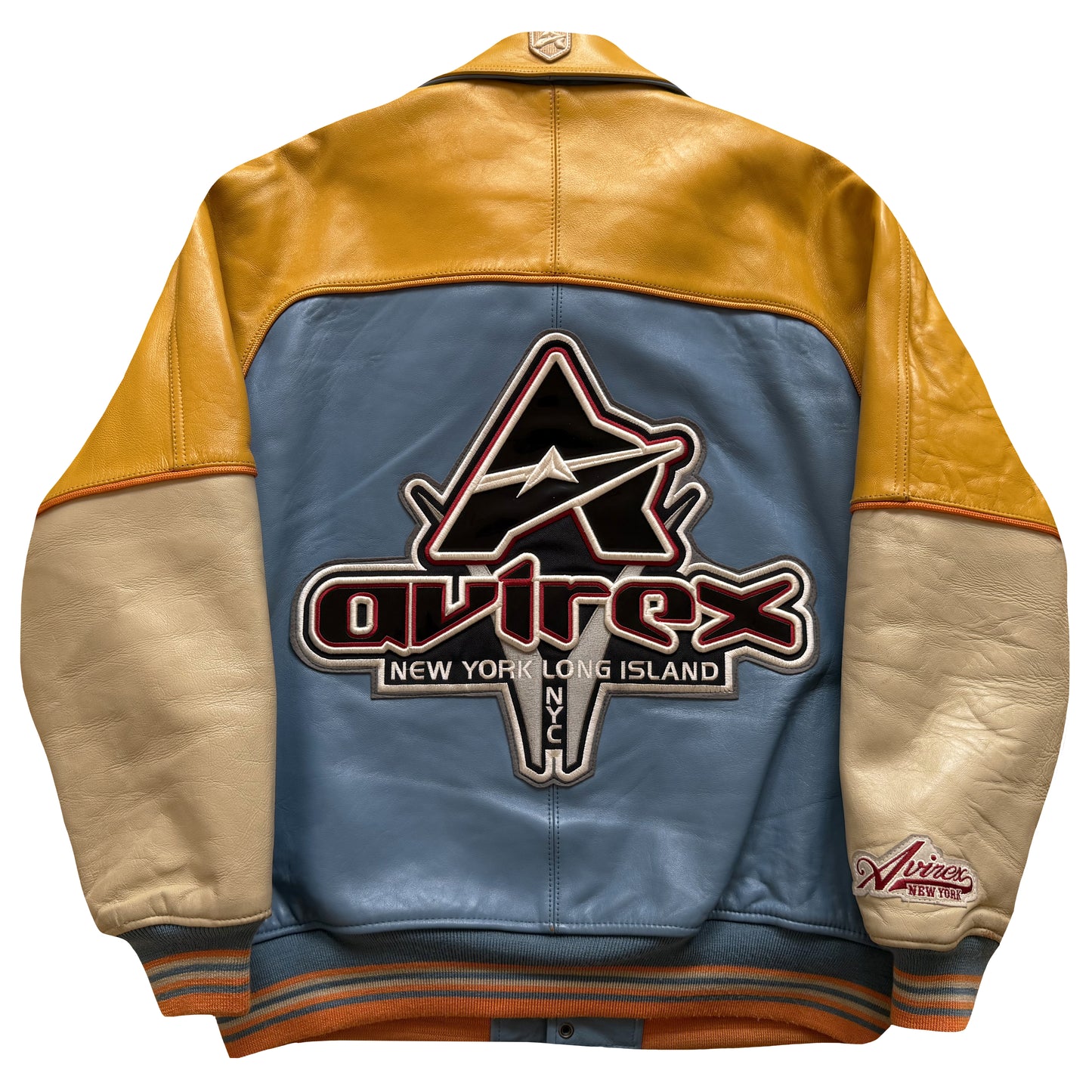 Avirex 'New York Long Island' Leather Varsity Jacket - L