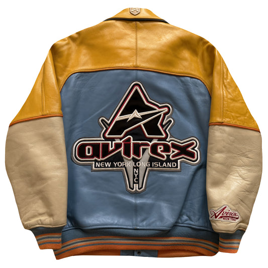 Avirex 'New York Long Island' Leather Varsity Jacket - L