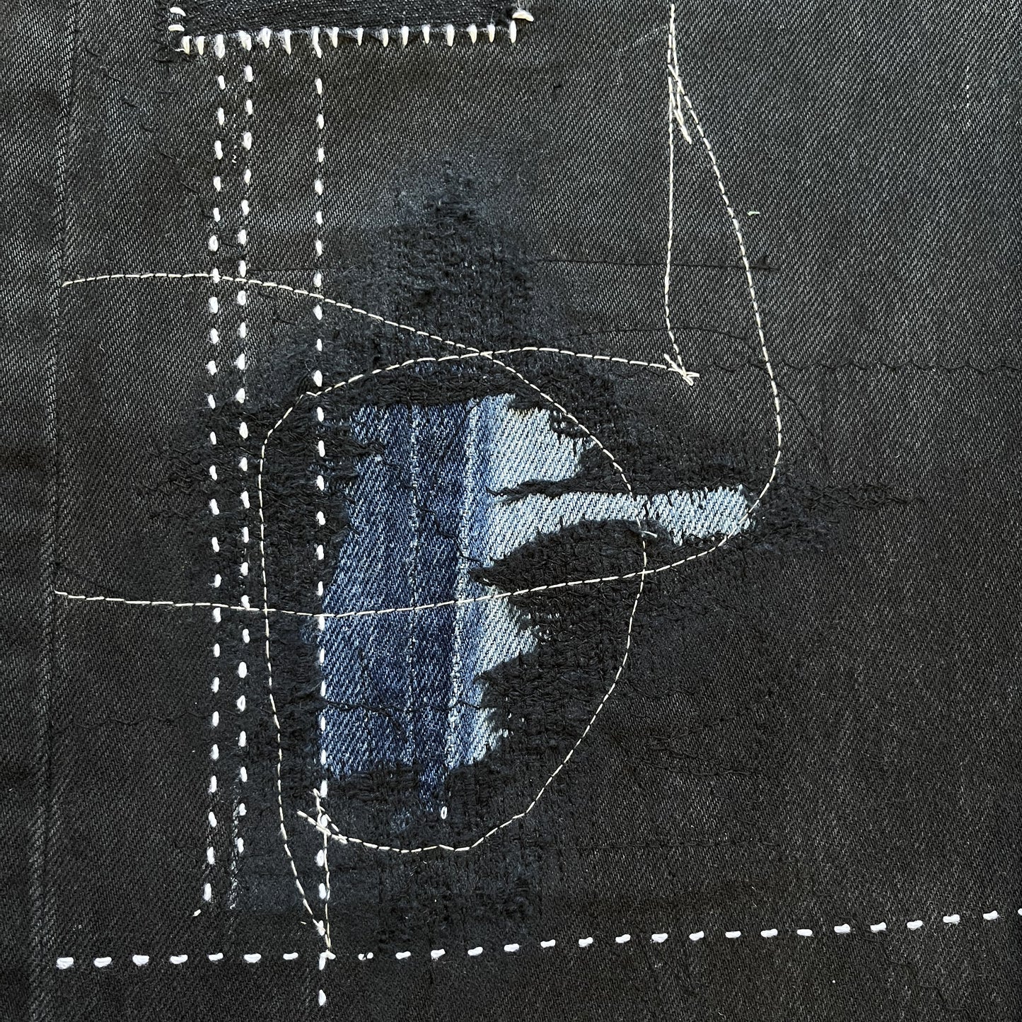 Boro Patchwork Sashiko Embroidered Jeans - W34"