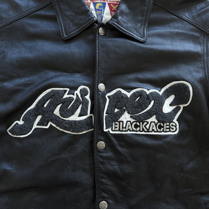 Avirex 'Black Aces' Leather Varsity Jacket - XL