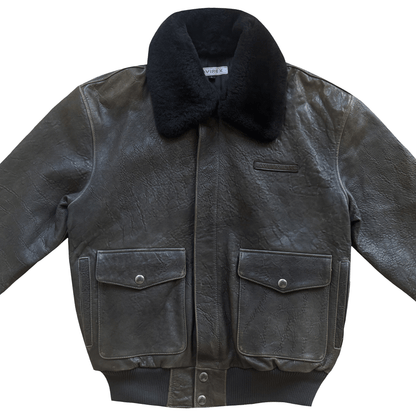 Avirex A2 Lambskin Leather Flight Jacket Boa Collar - L