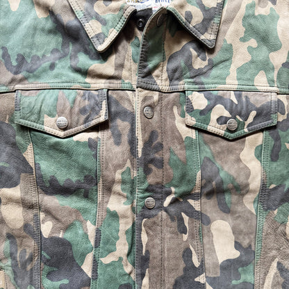 Avirex Camouflage Leather Trucker Jacket - XL