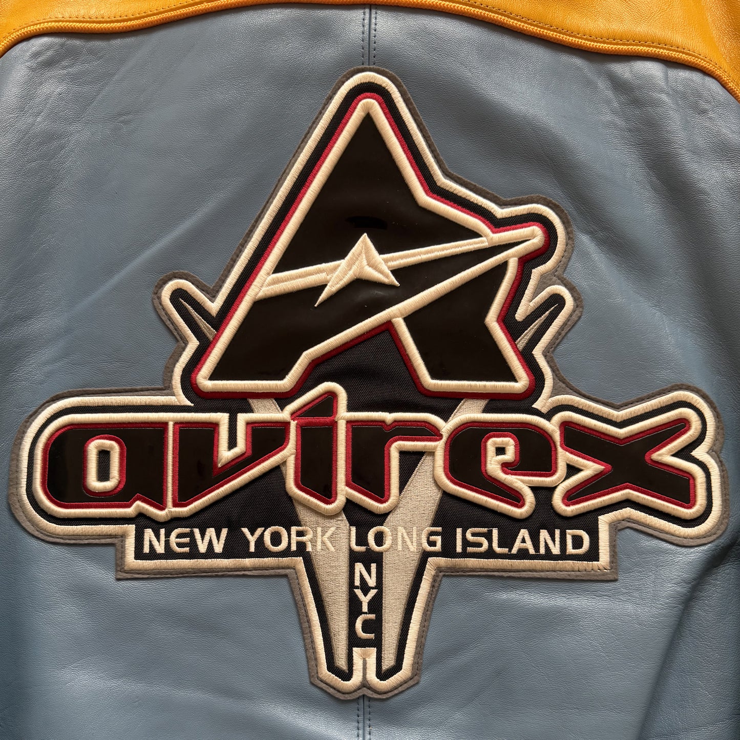 Avirex 'New York Long Island' Leather Varsity Jacket - L