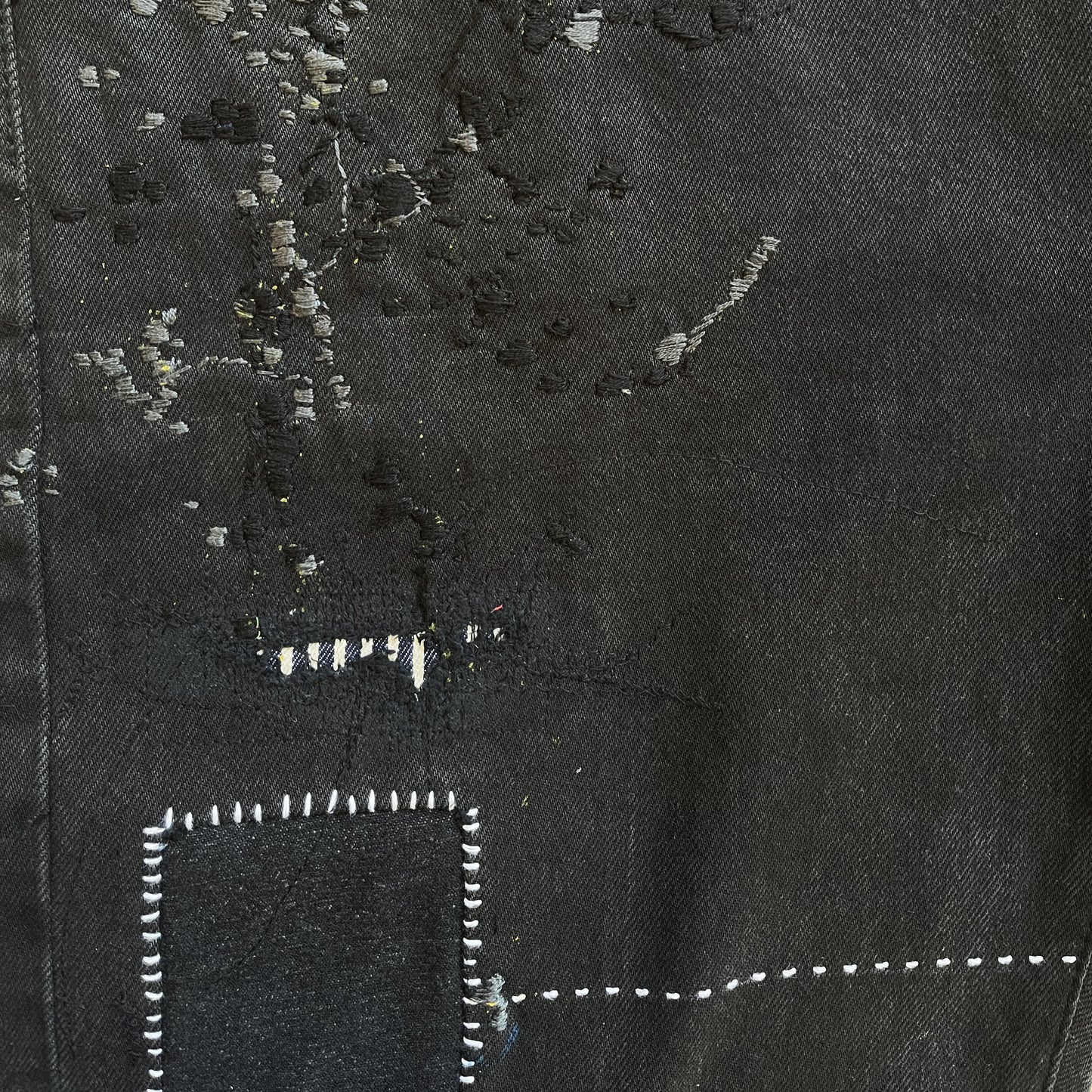 Boro Patchwork Sashiko Embroidered Jeans - W34"