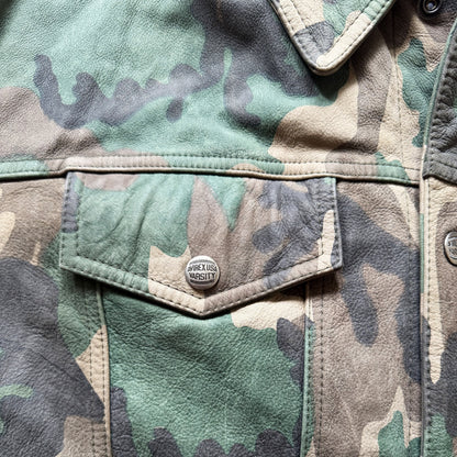 Avirex Camouflage Leather Trucker Jacket - XL