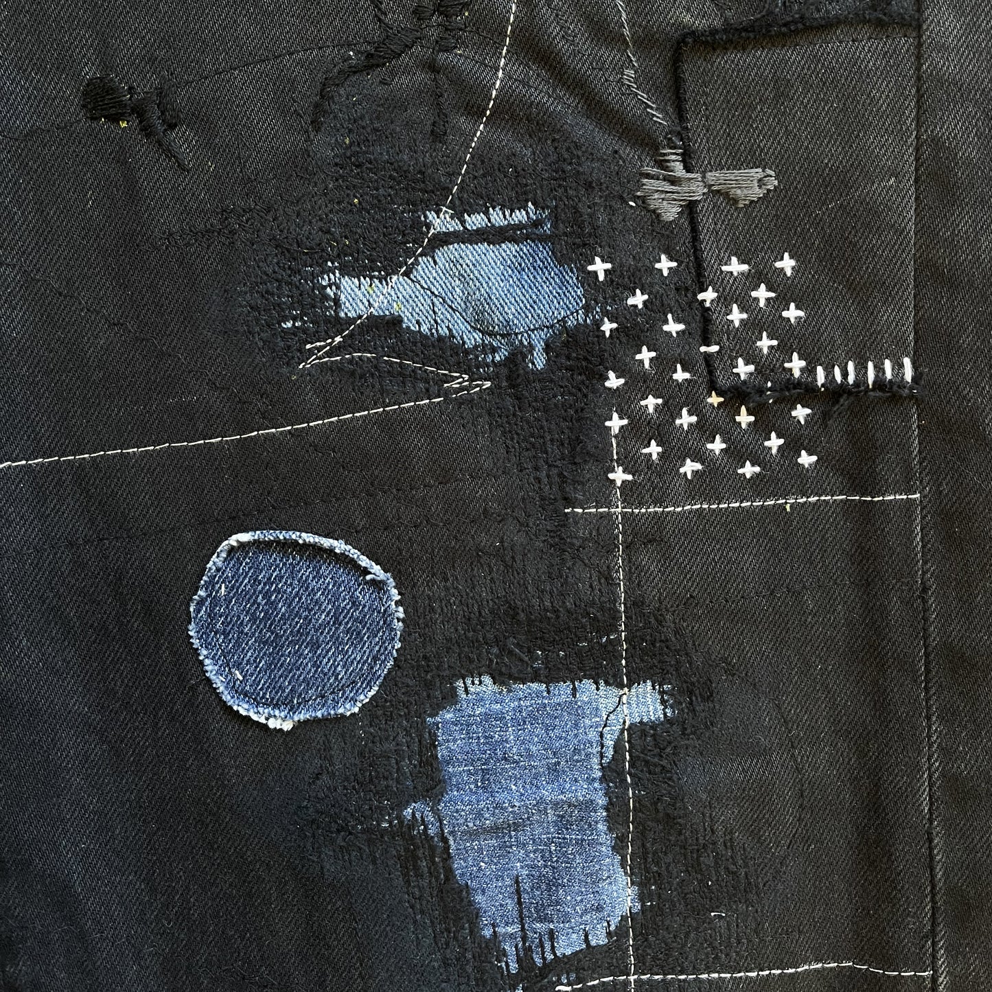 Boro Patchwork Sashiko Embroidered Jeans - W34"