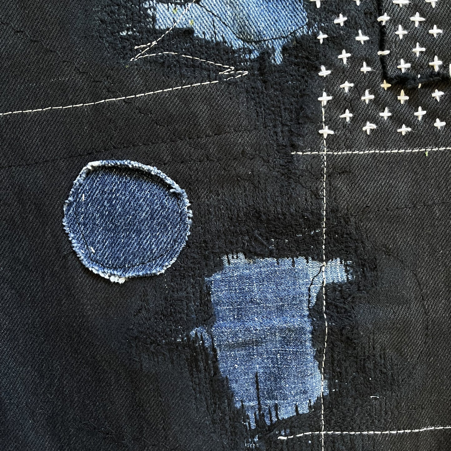 Boro Patchwork Sashiko Embroidered Jeans - W34"
