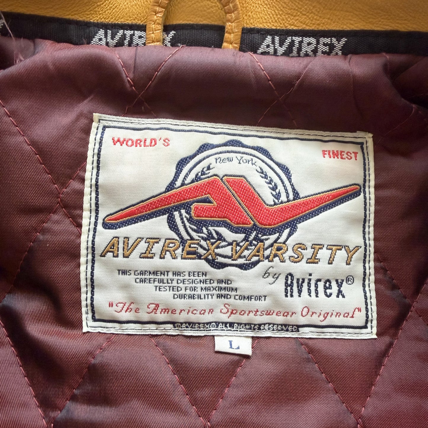 Avirex 'New York Long Island' Leather Varsity Jacket - L