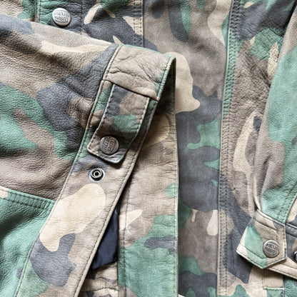 Avirex Camouflage Leather Trucker Jacket - XL