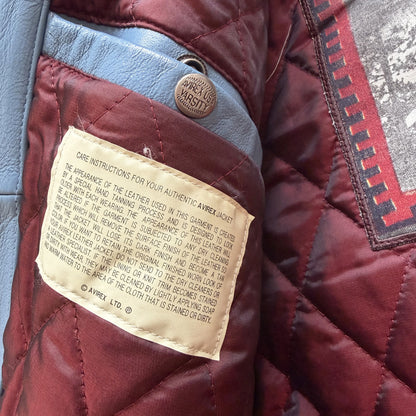 Avirex 'New York Long Island' Leather Varsity Jacket - L
