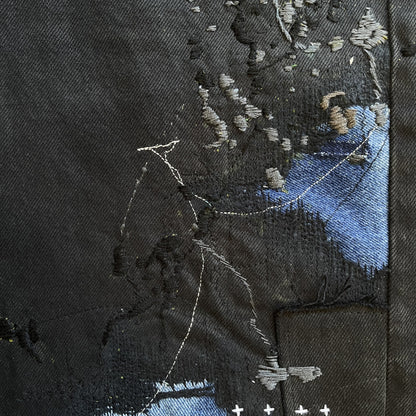 Boro Patchwork Sashiko Embroidered Jeans - W34"