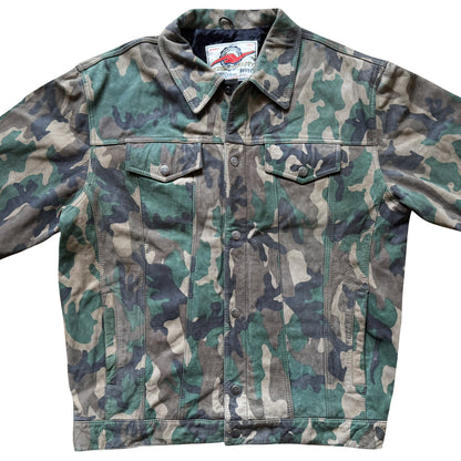Avirex Camouflage Leather Trucker Jacket - XL