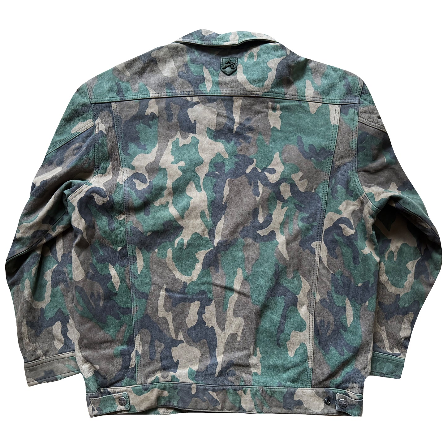 Avirex Camouflage Leather Trucker Jacket - XL