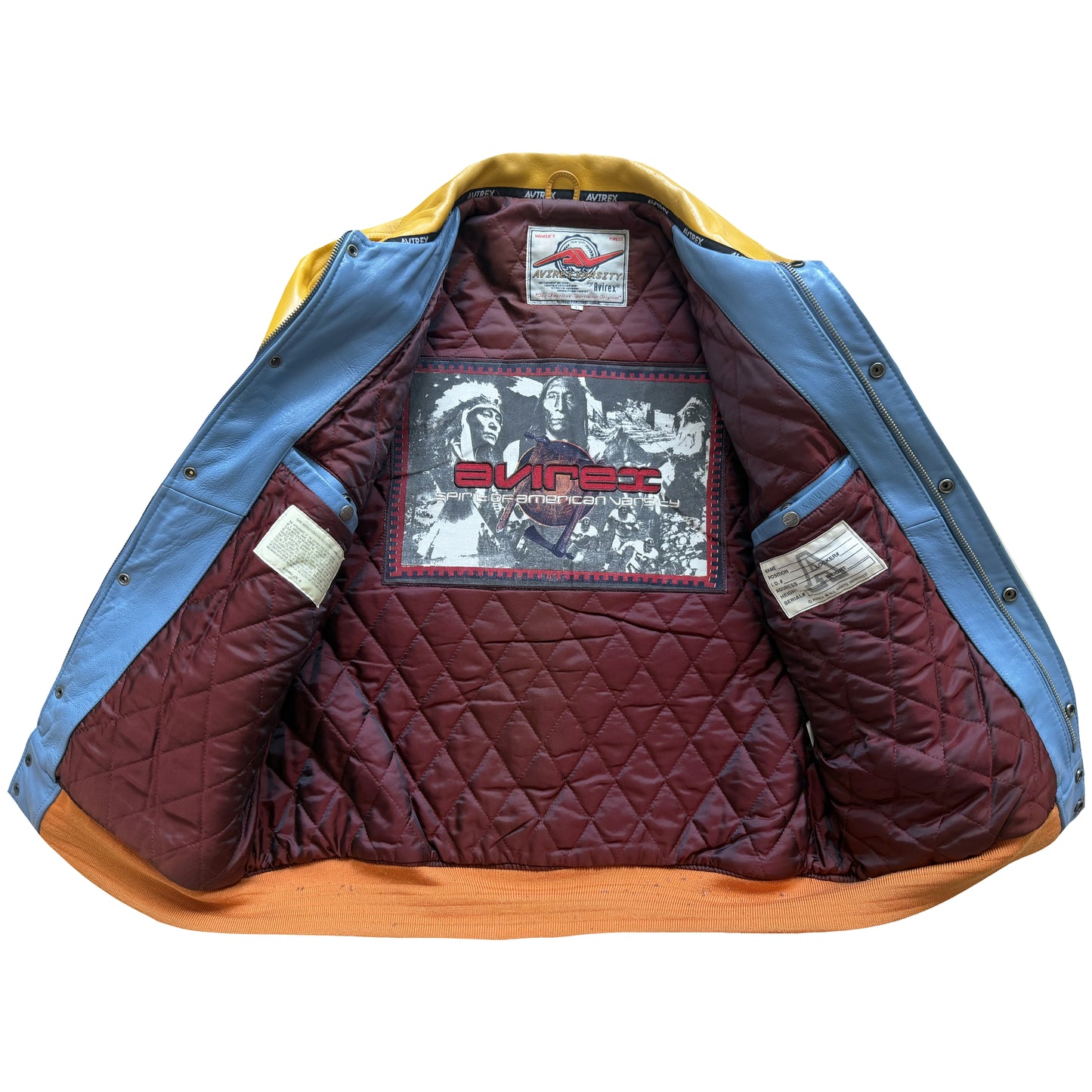 Avirex 'New York Long Island' Leather Varsity Jacket - L