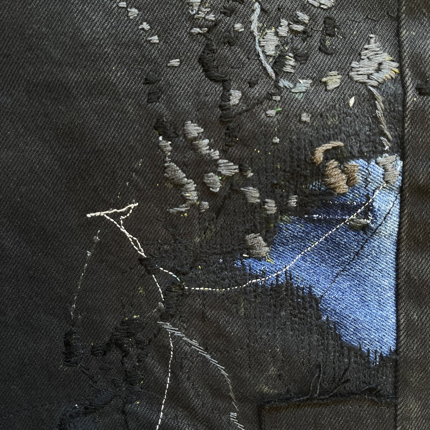 Boro Patchwork Sashiko Embroidered Jeans - W34"