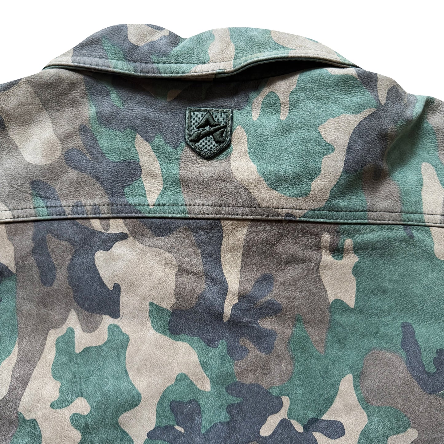 Avirex Camouflage Leather Trucker Jacket - XL