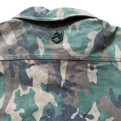 Avirex Camouflage Leather Trucker Jacket - XL