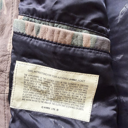 Avirex Camouflage Leather Trucker Jacket - XL