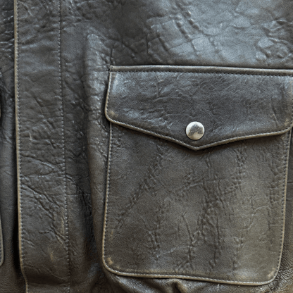 Avirex A2 Lambskin Leather Flight Jacket Boa Collar - L