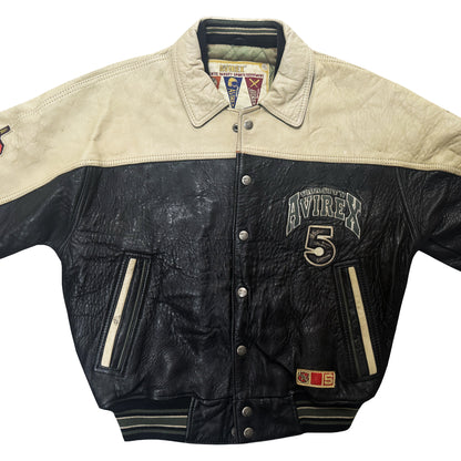 Avirex 'North West Wild Bears' Leather Varsity Jacket - S