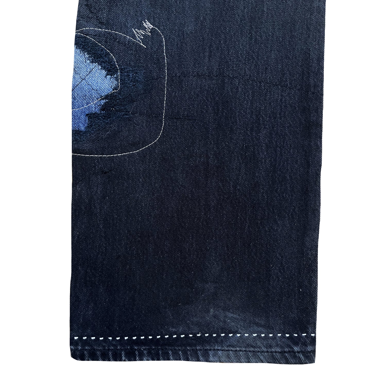 Boro Patchwork Sashiko Embroidered Jeans - W34"