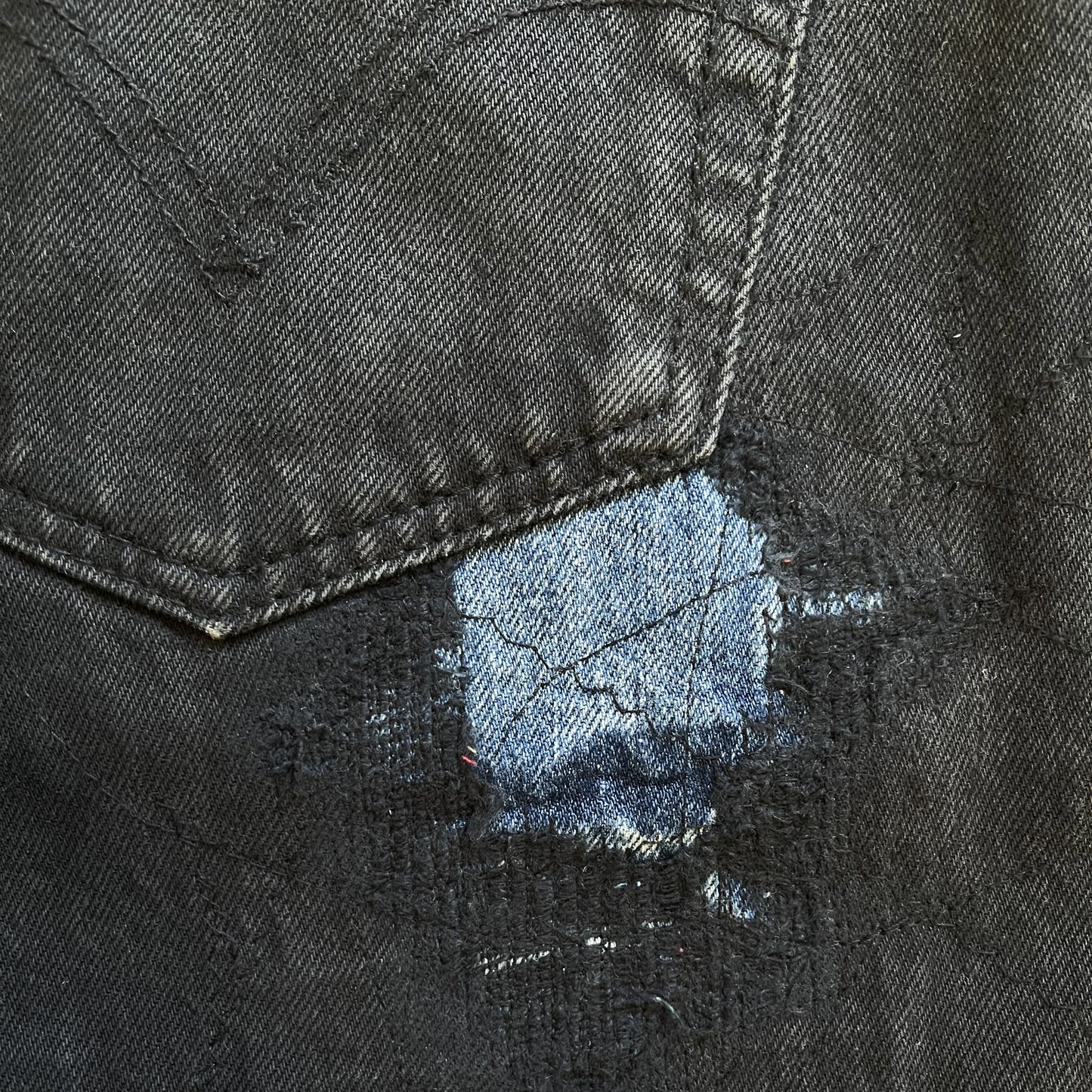 Boro Patchwork Sashiko Embroidered Jeans - W34"