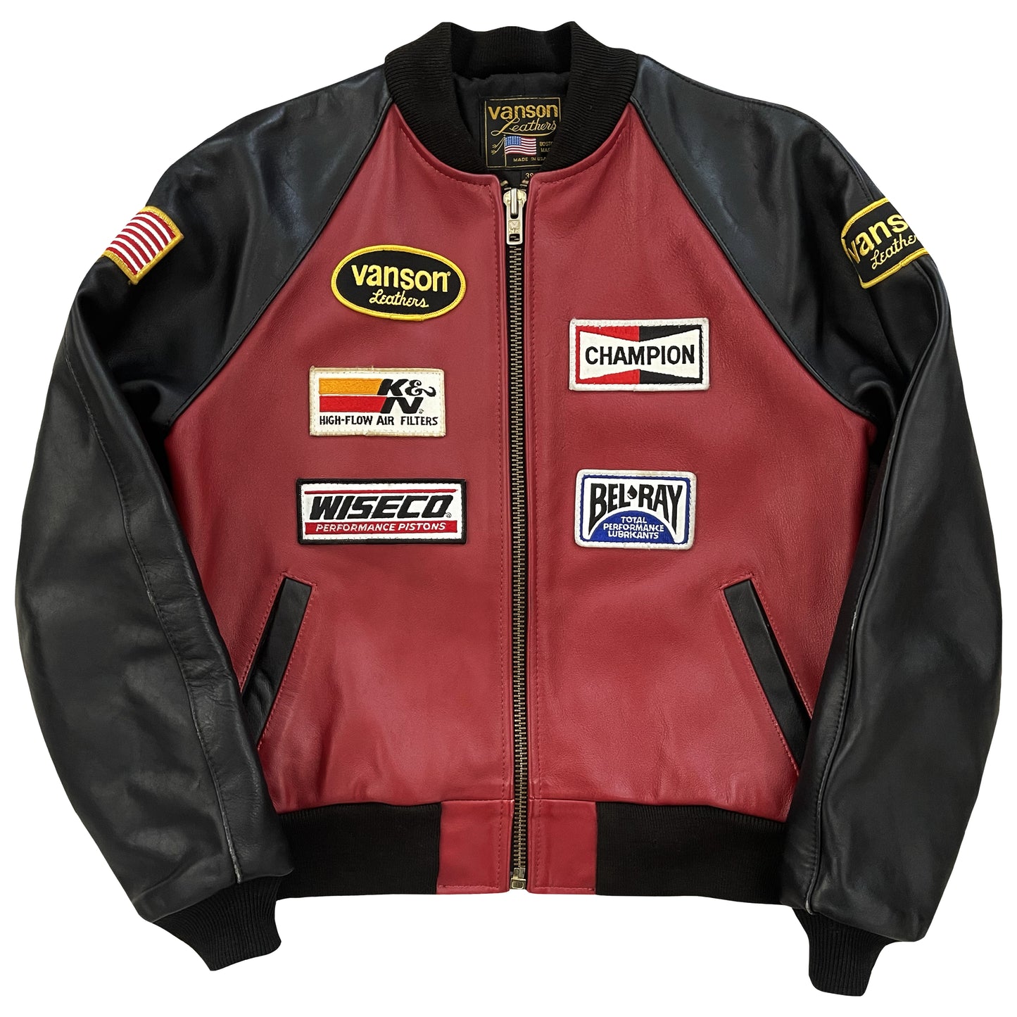 Vanson Leathers Race Team Leather Bomber Jacket